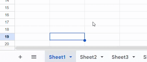 A GIF is showing the process to change a sheet name in Google Sheets