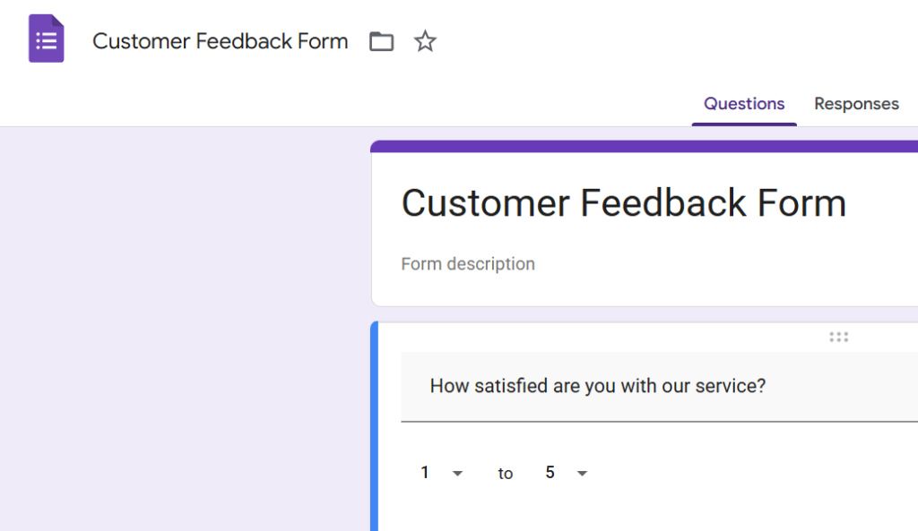 A Google Form is opened