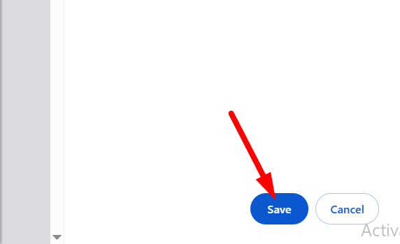 red arrow pointing to Save button in print dialog