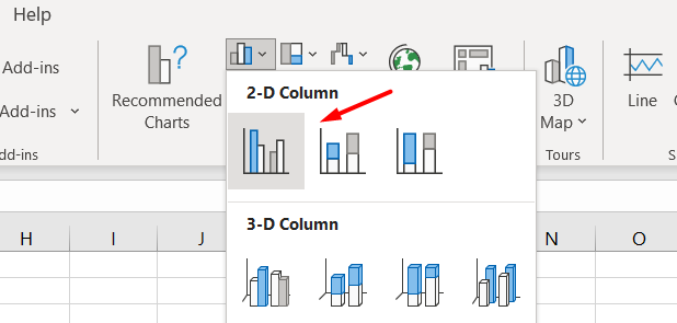 red arrow pointing to the 2-d clustered column